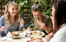 friends enjoying lunch restaurant